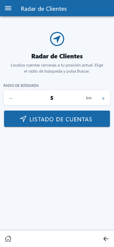 Radar de clientes en la app OpenCRM