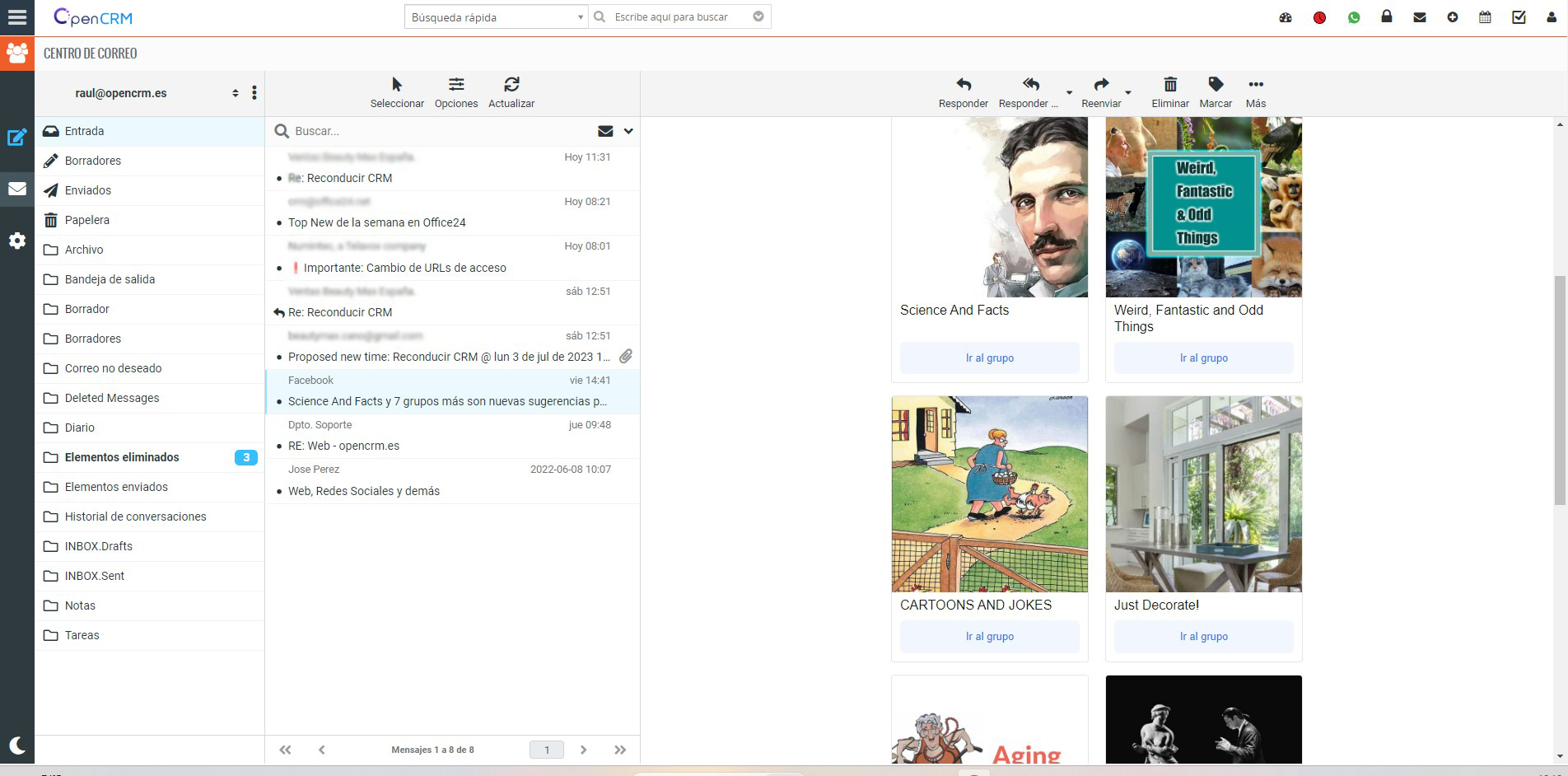 Captura de pantalla de Centro de Correo