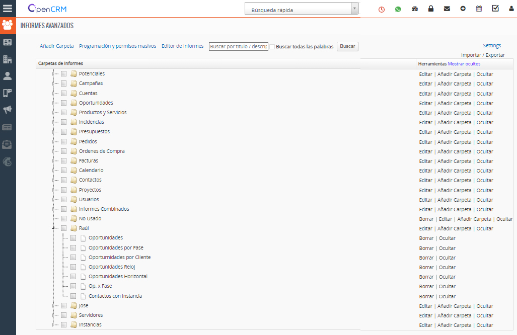 Captura de pantalla de Informes y Paneles